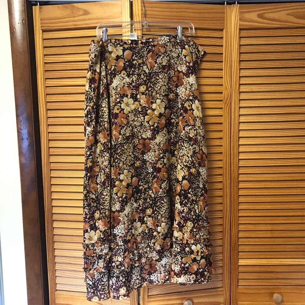Coldwater Creek floral maxi skirt with ruffles